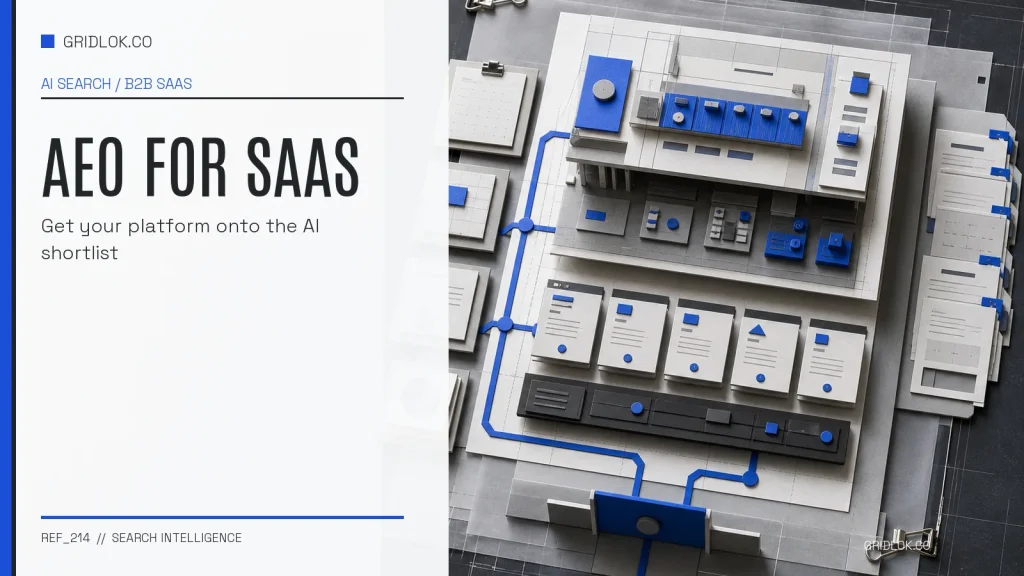AEO for SaaS blueprint model showing features, pricing, comparisons, and documentation connected for AI evaluation
