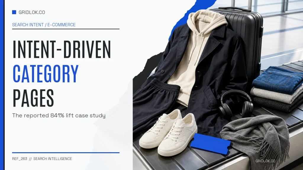 Airport outfit arranged on a luggage conveyor to illustrate intent-driven ecommerce category pages